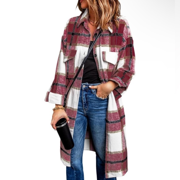 Womens Long flat Jacket Long Sleeve Button Down flannel (chose Color/SZ - Picture 11 of 14